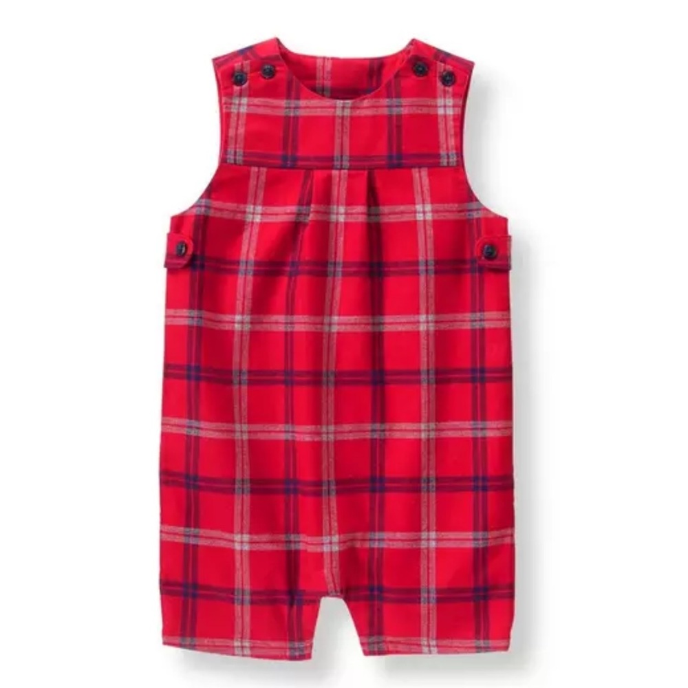 Janie and Jack red plaid holiday onesie Jon-jon / size 6-12M